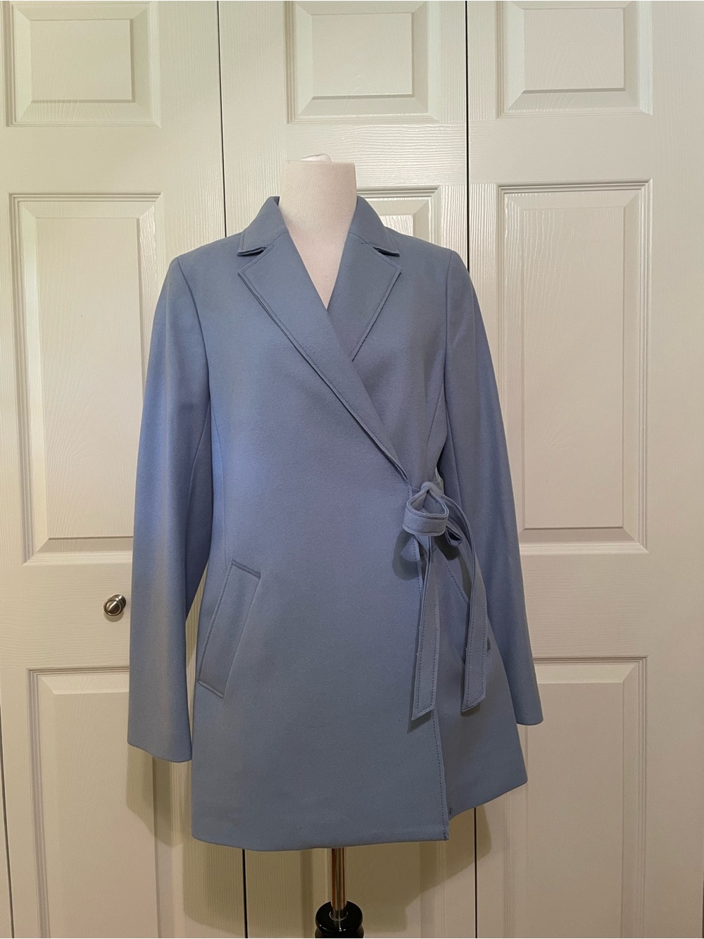 NWT Banana Republic Powder Blue Wool Blend Belted Blazer size M